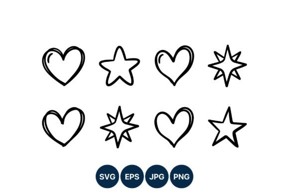 Download Hand Drawn Hearts and Stars Vector Set - Hand Collection