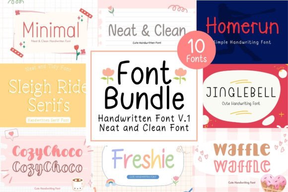 Download Neat &amp; Clean Handwritten Font Bundle V.1 - Hand Collection